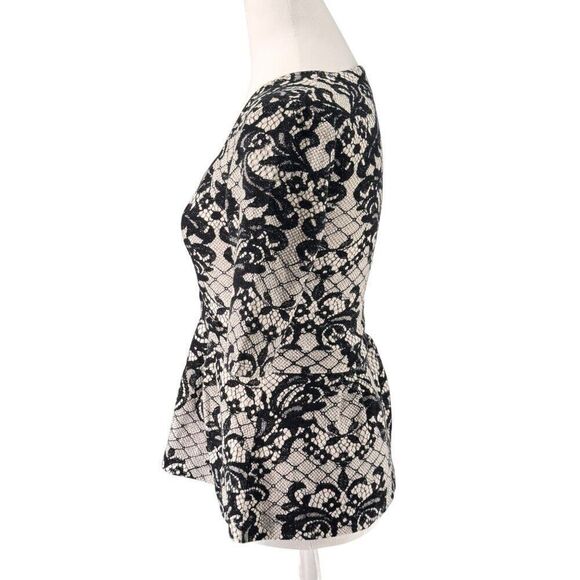 Anthropologie Postmark Black Lace Print Peplum Top Sz XS Romantic, Flirty EUC - Picture 4 of 10